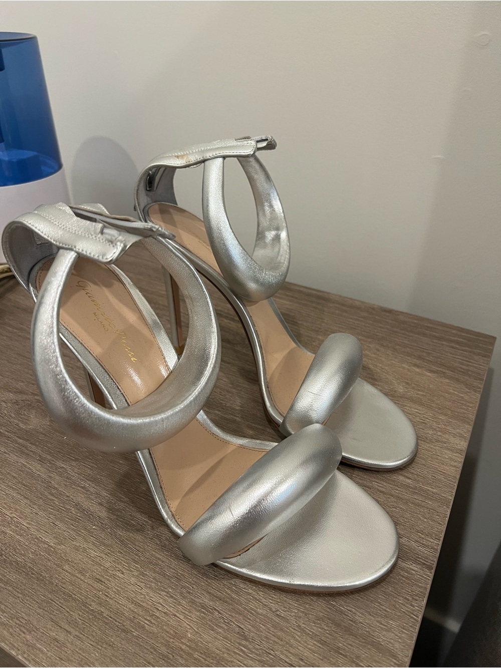 Gianvito Rossi Bijoux Ankle-Strap Metallic Leather Stiletto Sandals